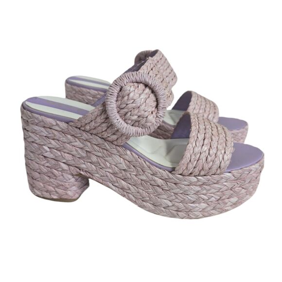 Franco Sarto‎ Women's Costa Raffia Slip-on Block Heels Platform Shoes Size 10 US - Picture 1 of 10